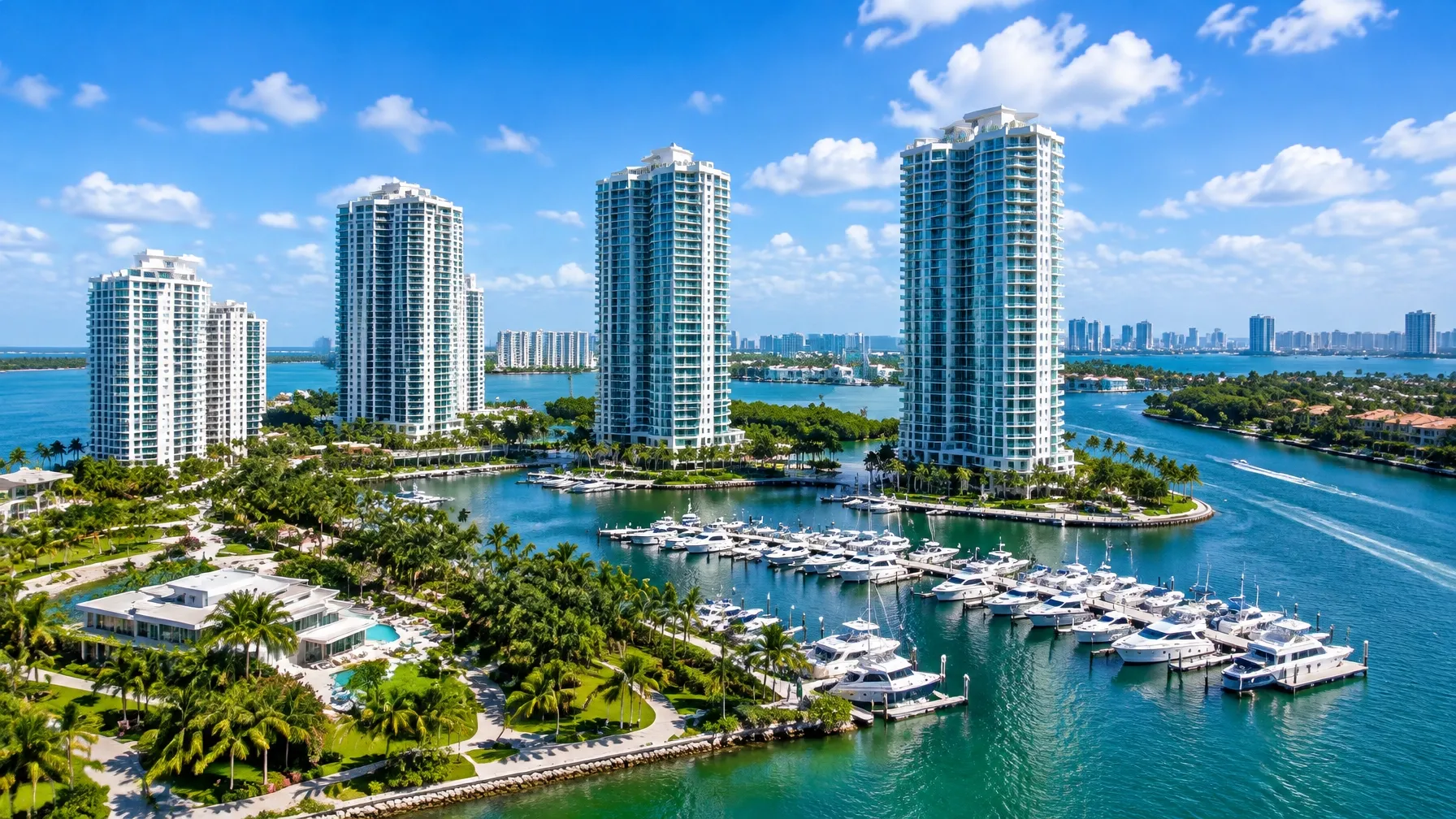 Waterfront residences and marina in Aventura, Florida